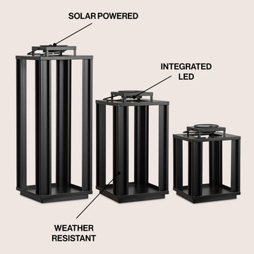 Leland Modern Industrial Integrated Indoor/Outdoor LED Solar Powered Lanterns